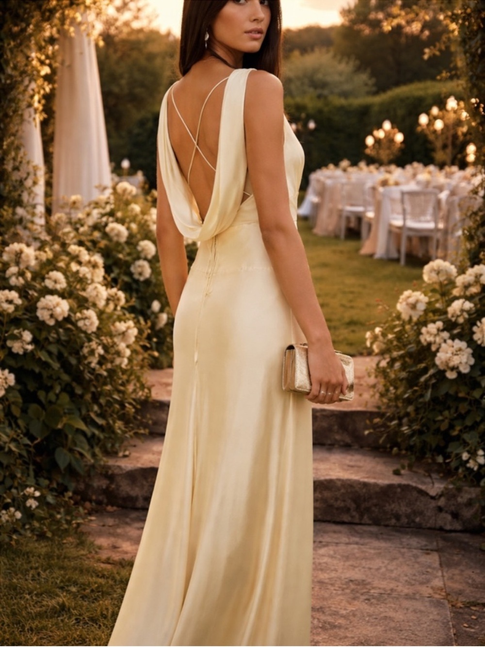 Hansen + Gretel Clara Maxi Dress Open Back Slip Gown Formal Bias Silk Size XS